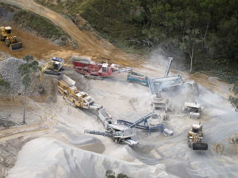 Multiple Crushing & Screening Plants in action, Christmas Creek Quarry, Greenvale Queensland